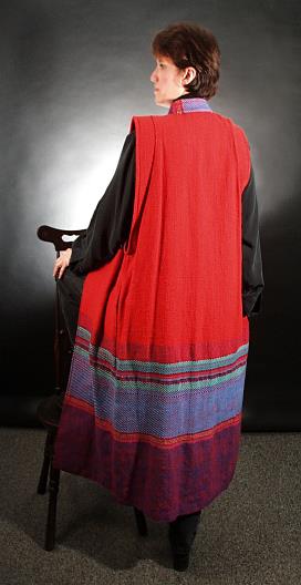 pam wearing red tunic